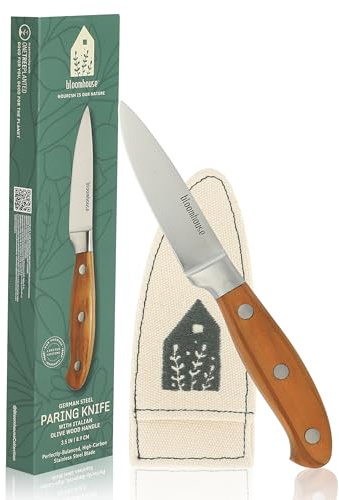 Bloomhouse - Two Time Oprah's Favorite Things Winner - 3.5-Inch Paring Knife German Stainless Steel Blade w/Forged Italian Olive Wood Handle Full Tang Precision for Peeling Trimming & Detail Work
