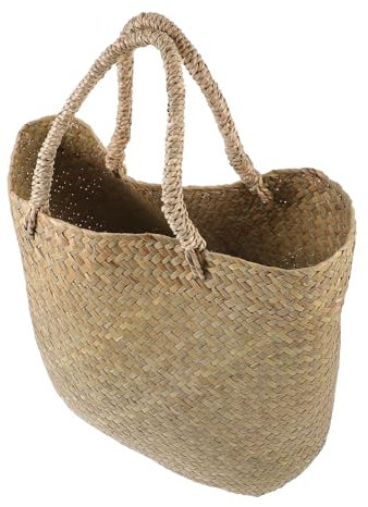 Milisten 1stk Blumenkorb Aus Stroh Wäschekorb Stroh Handtaschen Korb Aus Geflochtenem Seegras Pflanzenkorb Seegras Blumensammelkorb Rattankorb Korbtasche Handgewebt Seetang Anlage Weide