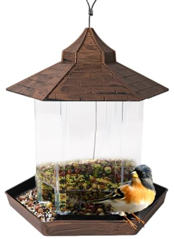 Fulenyi Mangeoire à Oiseaux extérieure, mangeoire à Oiseaux | Station d'alimentation pour Oiseaux en Forme de Maison | Récipient Alimentaire pour Moineau avec lanière pour Porte d'entrée, vérandas