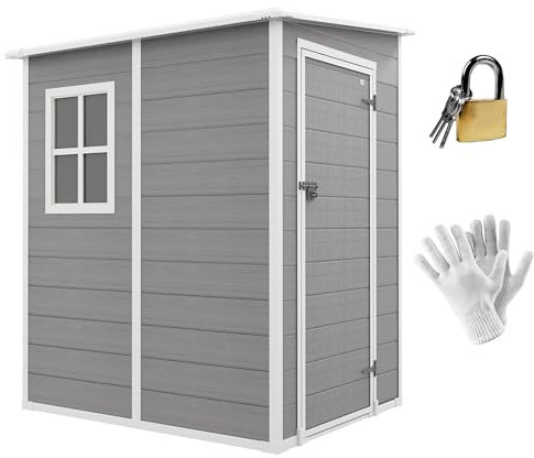 Outsunny Abri de Jardin 1,54 m² cabane de Jardin pour Outils - Porte verrouillable, aération et fenêtre - dim. 122L x 149l x 192/177H cm - Aluminium et PP, Gris