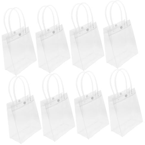 LALADEFIEE 10 Stück Kleine Durchsichtige Pvc Geschenktaschen Mit Henkeln 13x16x7cm Wiederverwendbare Tragetaschen Für Party Geschenkverpackung Und Einkauf