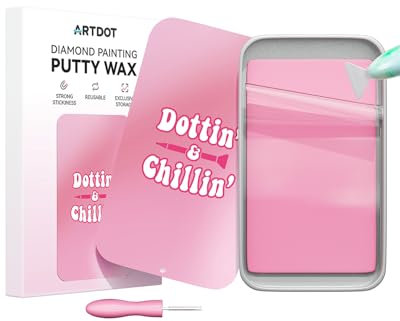 ARTDOT Stark haftendes Wachs als Diamond Painting Zubehör, 16.7 x 8.9 cm mit Versiegelter Aufbewahrungsbox & Werkzeuge für Diamond Painting Erwachsene, Rosa Wax