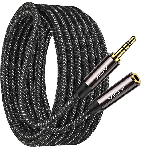 VIOY Headphone Extension Cable 30M, [Copper Shell, Hi-Fi Sound] 3.5 mm Male to Female Stereo Audio Cable Nylon Braided Aux Cord for Smartphones, Tablets, Media Player
