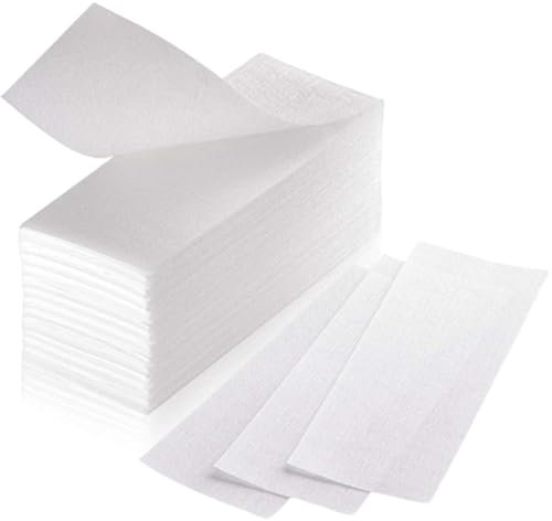 100 Pcs Fleece Strips for Warm Wax and Sugar Paste, Skin-Friendly and Tear-Resistant Hair Removal Strips Made of Fleece for Any Type of Depilation on Leg, Chest, Back, Intimate Area and Face