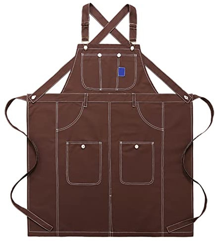 GSHUPIOU Holzschürze, Werkzeugschürze, Werkzeugschürze, verstellbare Kochschürze in Profiqualität for Küchenwerkzeugtaschen, Schürze for Männer und Frauen(Bruin)