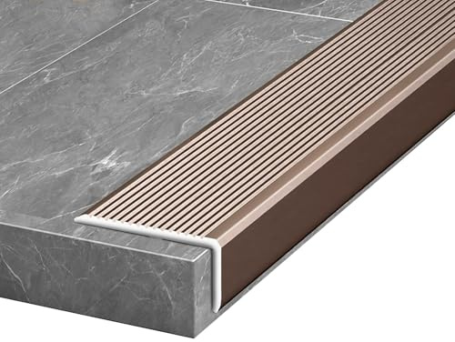 Perfil de esquina de aluminio impermeable para escaleras, 900 mm x 45 mm x 23 mm, parquet y laminado para escaleras, acabado malva