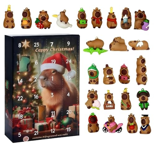 Christmas Advent Capybara 2025-3D Holiday Decor 24 Days,Pendants Advent Countdown Calendar | for Front Door Office Wreath Staircase Window Sill Mantel Wall Living Room Study Bedroom