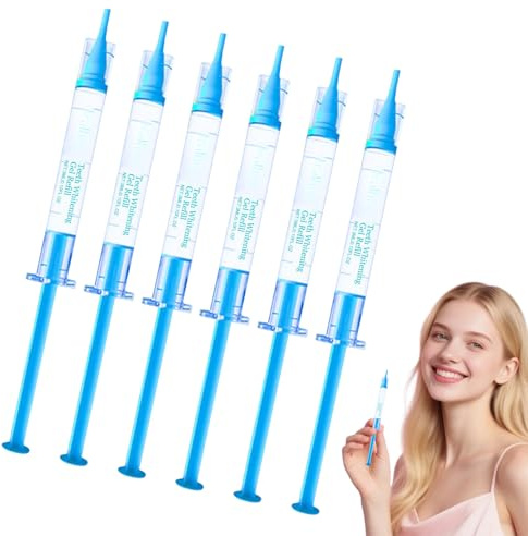 Teeth Whitening Gel Refills for Teeth Whitening LED Light and Tray,6Pcs 35% Teeth Bleaching Gel for Sensitive Teeth,Professional Teeth Bleaching Gel Syringes for White Teeth and Teeth Stains Removal