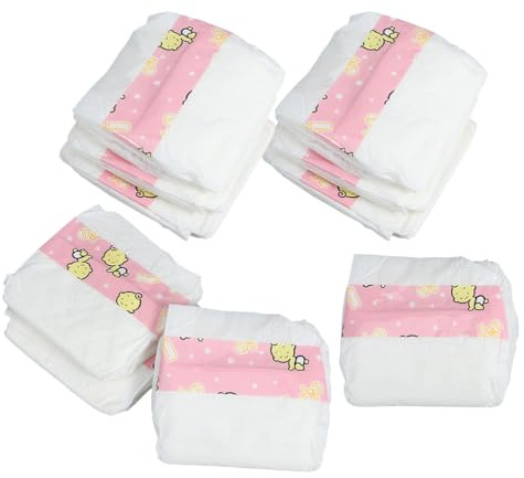 VICASKY Pañales para Muñecas Bebé, Accesorios para Muñecas Reborn, 10 Piezas de Pañales, Juguetes para Niños, Reutilizables, Accesorios de Entrenamiento, Juego Creativo Falso, Promueve La Empatía Y