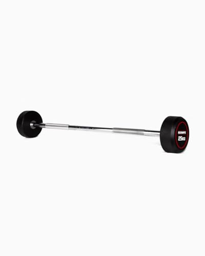 BOOMFIT Barra de Peso Fijo Recta 10-50 kg | Acero Cromado Extremos de Goma | Gama lista para usar sin montar discos | Reduce el ruido y protege el suelo | Sentadillas, press y remo en casa o box
