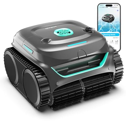 WYBOT C2 Limpiafondos Piscina Robot Inalámbrico, 3 Motores, Doble Filtración, Limpieza Paredes y Línea de Agua, Autonomía 180 Min, para Piscinas Enterradas hasta 150㎡, App(Verde Grisáceo Verde)