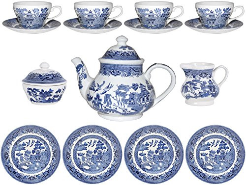 Churchill Blue Willow 15 Piece Tea Set