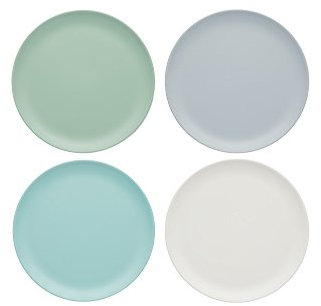 KitchenCraft Colourworks Melamine Plastic Side Plates, Classics Colours, Set of 4