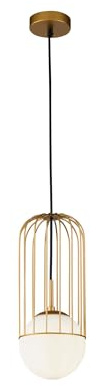 MAYTONI Moderne goldene höhenverstellbare Pendelleuchte, Feine Glaskugel Weiß-Matt, schwarzes Kabel, 1-flammig, exkl. 1 x E27 40W 230V IP20, Schwarz