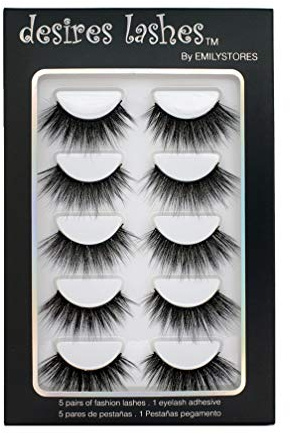 DESIRES LASHES By EMILYSTORES Natural Eyelashes 3D Faux-Mink Lashes Multipack 5Pairs, Sensual