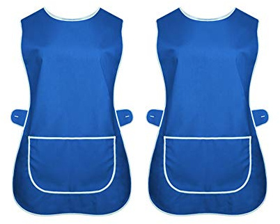 INDX-Clothing Pack of 2 Ladies Tabards Apron Kitchen Overall Catering TABBARD Cleaning Pocket