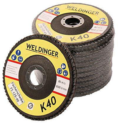 10er-Pack WELDINGER Fächerscheibe 125 x 22,23 K40 Schleifmopteller