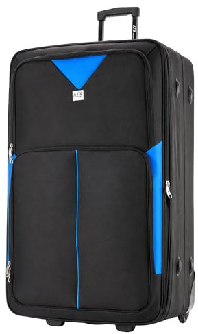 ATX Luggage 32 Extra Large Suitcase Expandable Durable Lightweight Suitcases with 2 Wheels and Built-in 3 Digit Combination Lock (Black/Blue, 32 Inches, 134 Liters)