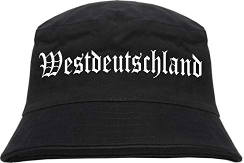 Westdeutschland Fischerhut - Altdeutsch - Bedruckt - Bucket Hat Anglerhut Hut L/XL Schwarz