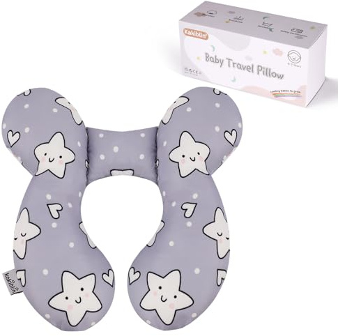 KAKIBLIN Almohada de viaje para bebé, almohada de apoyo para el cuello del bebé, soporte de cabeza para asiento de coche, almohada de inserción de asiento de coche, cochecito, (Pentagrama)