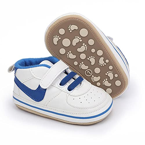 Clowora Unsex Baby Shoes Boys Girls Infant Sneakers Non-Slip Soft Rubber Sole Toddler Crib First Walker Lightweight Shoes (A03/Blue,3-6 Months)