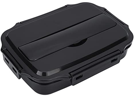 Box, Stainless Steel Leakproof Removable Thermal Insulation Lunch Box with 3 Compartments, Easy to Clean, Reusable Insulated Lunch Containers for Kids, Adults, School, Office(Black)