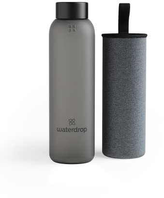waterdrop® Borraccia in Vetro 600ml – Borraccia Personalizzata, Custodia Neoprene, Antigoccia, BPA Free – Borracce Design per Sport, Ufficio, Viaggio, Casa