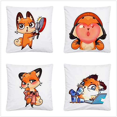 Kissenbezug 45x45cm 4er SetBoho Wohnzimmer Outdoor Deko, Schlafzimmer Zimmer Dekor Kissenhülle Kissenbezüge mit Verstecktem Reißverschluss, Couchkissen, Sofakissen Weinachten Anime Kleine Füchse