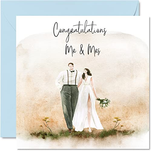 Stuff4 Hochzeitskarten für Braut Bräutigam, Herzlichen Glückwunsch Mr & Mrs | Happy Wedding Day Karten Glückwunsch, Glückwunschkarte Well Done Just Married