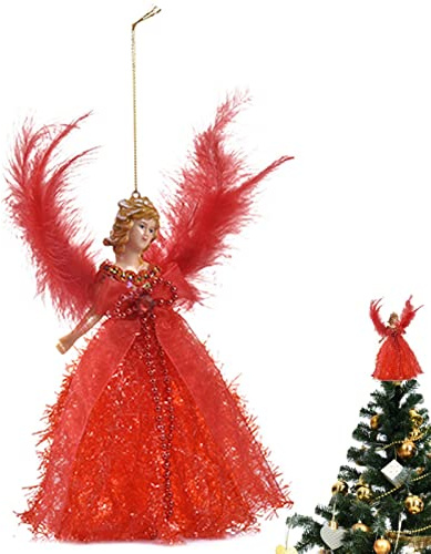 Árbol De Navidad Topper Ángel, Ángel De Navidad De La Parte Superior Del Árbol De Navidad De Plástico, Cima Árbol De Navidad Decoración De Abeto, Mini Ángel Árbol De Navidad Colgante Con Alas De