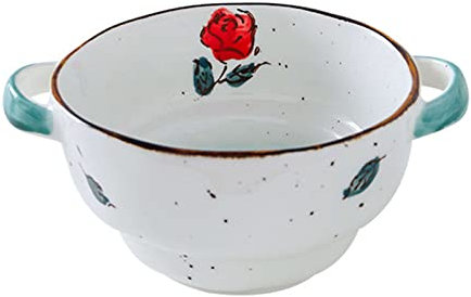 Suppenschüssel, Eintopfschalen, Bouillonschalen, Suppentassen mit Griffen, Mikrowellensuppenbecher, Französische Zwiebelsuppenschalen-rot-11,5 x 11,5 x 6,5 cm, 330 ml (Color : Blue, Size : 330ml)