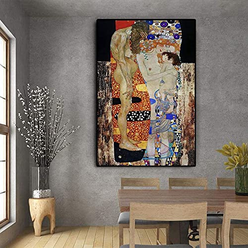 Kvinnans tre åldrar målning av Gustav Klimt måla efter siffror för vuxna gör-det-själv digital målning efter siffror kit på duk