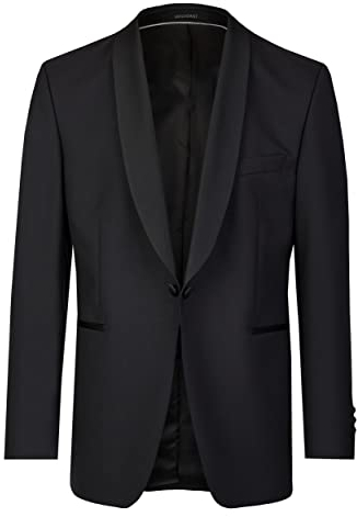 Wilvorst Herren Smokingsakko Schalkragen Modern-Fit Schwarz, Bekleidungsgröße: 52