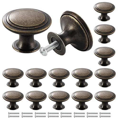 Brateuanoii 16 Pezzi Pomelli Per Mobili Bronzo, Pomolo Arredamento Rotondo Bronzo 30mm, Pomolo Per Cassetto Rotondo Retrò, Per Maniglia Della Porta Del Mobile Del Cassetto Dell'Armadio
