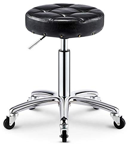 Bar Stool PU Leather Quiet Full Swivel Gas Lift Adjustable Heigh Easy to Assemble for Bar Pub Salons Drafting Massage 5 Colors (Color : Blue) (Black)