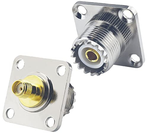 YILIANDUO RF SMA Buchse auf UHF Buchse SO239 4-Loch Flansch für Chassis | SMA-UHF Adapter, 4-Loch Panelmontage, Ideal für Gehäuse, Antennen, SDR, Amateurfunk und Testgeräte. 2 Stück