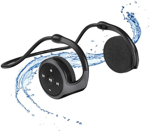 Himank Casque à conduction osseuse, casque de sport Bluetooth 5.2 à oreilles ouvertes, étanche, sans fil, avec micro intégré pour l'entraînement, la course, la randonnée, le cyclisme (noir)
