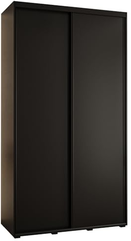 ABIKSMEBLE Davos 1 130 Armoire à Deux Portes Coulissantes pour Chambre à Coucher - Moderne Armoire de Rangement avec Tringle et Étagères - 235,2 x 130 x 45 cm - Noir