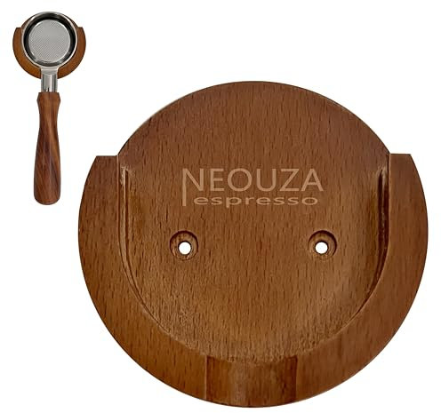 NEOUZA Coffee Paper Filter Round for Espresso Machine Portafilter Moka Pot 100pcs Unbleached Disposable Puck Screen (Holder and Hanger)