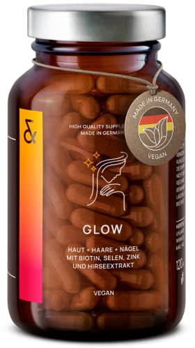 CLAV® GLOW | Haar Vitamine hochdosiert mit Biotin Zink Selen MSM Bambusextrakt & Gold Hirse reich an Silizium für Haare, Haut & Nägel - 120 Kapseln - 2 Monatsvorrat