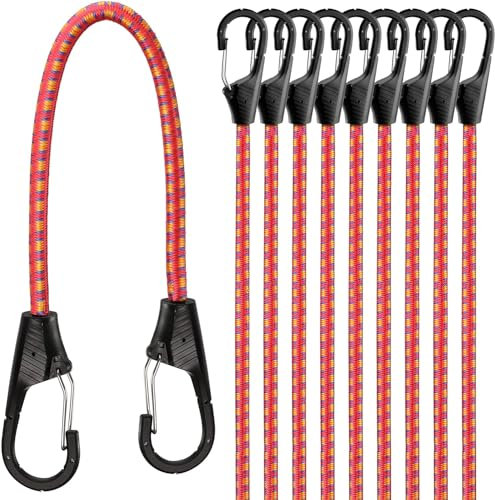 HORUSDY 10-Piece Heavy Duty Bungee Cords with Metal Hooks, 18” Elastic Bungee Straps for Outdoor, Camping, Garage Storage, and Kayaking(45.7cm)