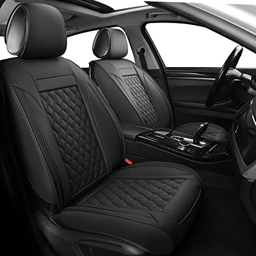 Vankerful Car Seat Covers Full Set,Universal Fit For Most Cars,SUV,Sedans and Pick-up Trucks,Automotive Vehicle Faux Leather Cushion Covers for 5 Passenger Cars(Full Set,Black)