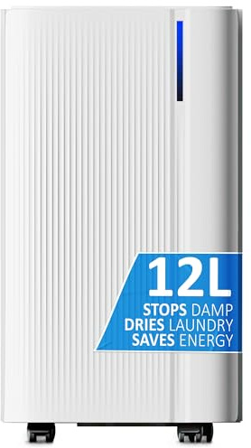 NETTA 12L/Day Compressor Quiet Dehumidifier, Powerful Mould Remover & Laundry Drying with 24-Hour Timer and Sleep Mode for Damp, Mould and Condensation