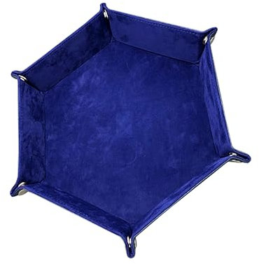 Vaguelly Hexagon Würfelteller Faltbar Pu Leder Würfelaufbewahrungsbox Robust Und Leicht Edles Royal Blau Multifunktional Für Desktop Schlüssel Schmuck Gaming Zubehör