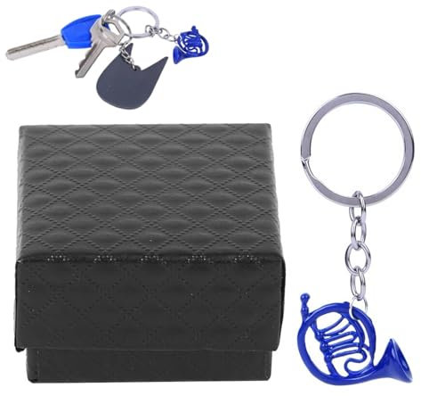 Blauer Waldhorn-Charm-Schlüsselanhänger, Horn-Form-Taschen-Schlüsselanhänger, blauer Waldhorn-Anhänger, Charm-Schlüsselanhänger, Mini-Schlüsselanhänger
