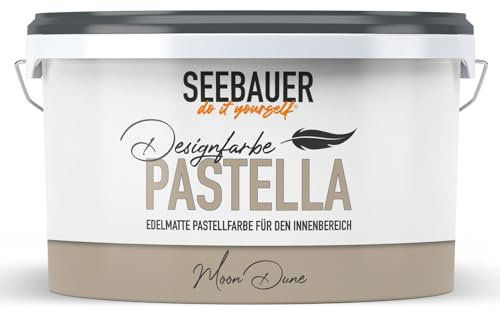 SEEBAUER diy Pastellfarbe PASTELLA Beige 2,5L (Moon Dune) Edelmatte Wandfarbe Beige - Innenfarbe sehr hohe Deckkraft - Matt, Abwaschbar und Tropffrei