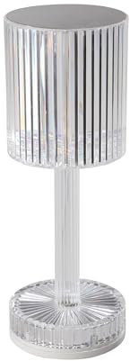 Eglo Lampada da tavolo a LED Lucignano, batteria, senza fili, per interni, di cristallo con paralume, cambio colore RGB, in plastica trasparente, funzione touch, ricaricabile tramite USB