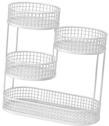 DimyFew Contenedor de Múltiples Niveles para Frutas, Soporte de Servicio de Hierro Forjado, Blanco, Individual