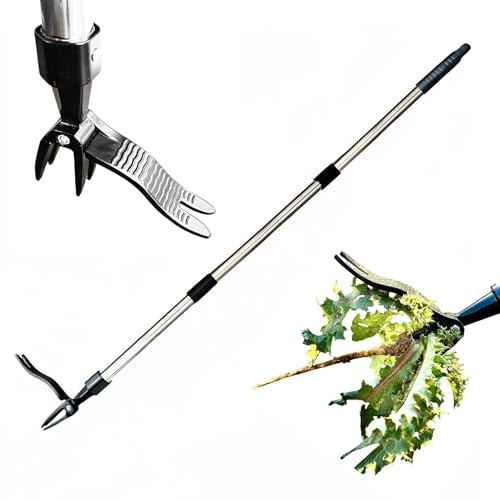Candeon Stand Up Weeding Puller Tool, Hand Weeding Tool Justerbart Ogräsdragare med 44 Tum Långt Handtag, 4-klo Ogräsborttagningsverktyg för Gräsmatta, Trädgård, Trädgård, Utan Böjning