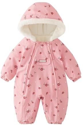 JiAmy Combinaison de neige pour bébé, combinaison d'hiver pour garçon et fille, Strampler pour nouveau-né, pour 0-24 mois, Rose, 18-24 mois